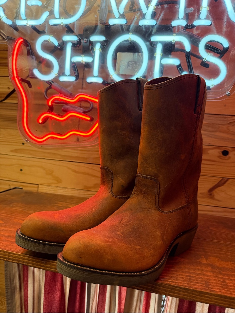 Vtg Long Haul Pecos Wellington Boots Rough Tough Copper Brown 10.5 E